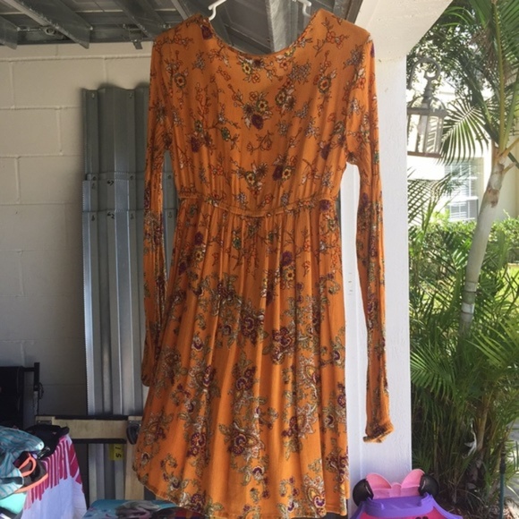Patrons of Peace Orange Floral Empire Waist Dress - Picture 2 of 8